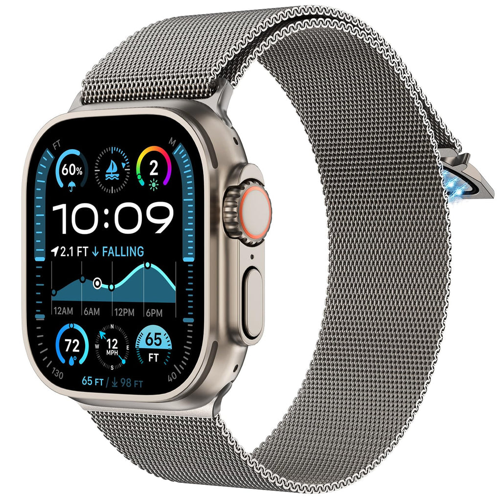 Magnetic Umbrella Buckle Milanese Stainless Steel Strap for Apple Watch
