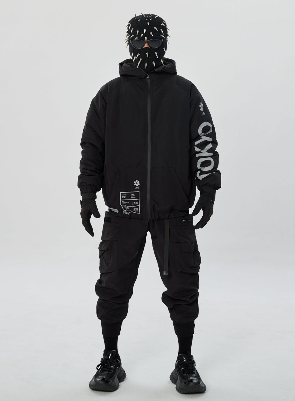 Schwarze Winter-Parkajacke aus Tokio