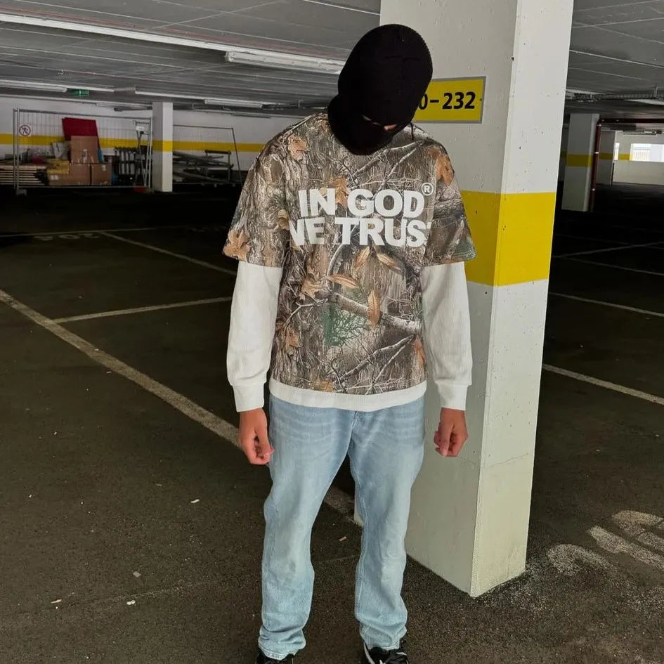 "In God We Trust" Camo Long Sleeve Shirt