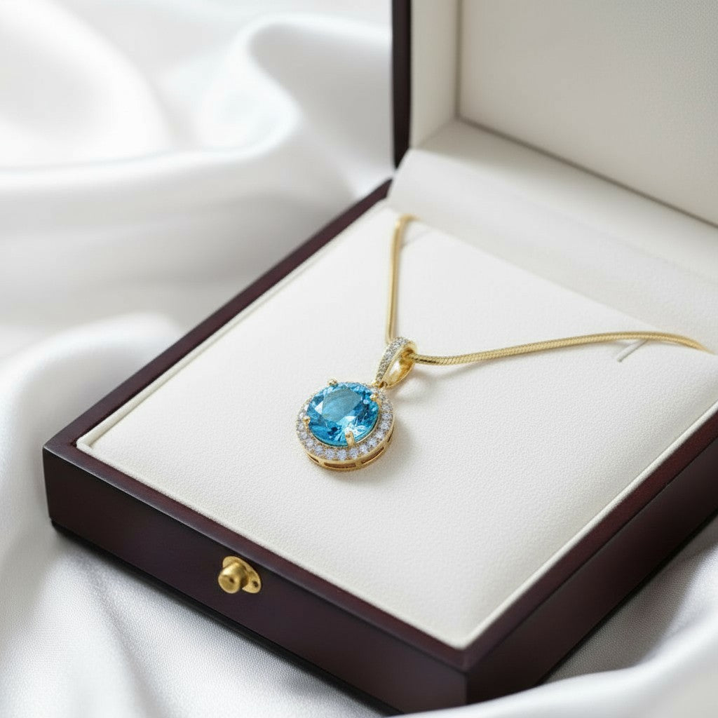 "Circle of Life" Round Portuguese Cut Pendant with Halo 7mm - Granted Quality 