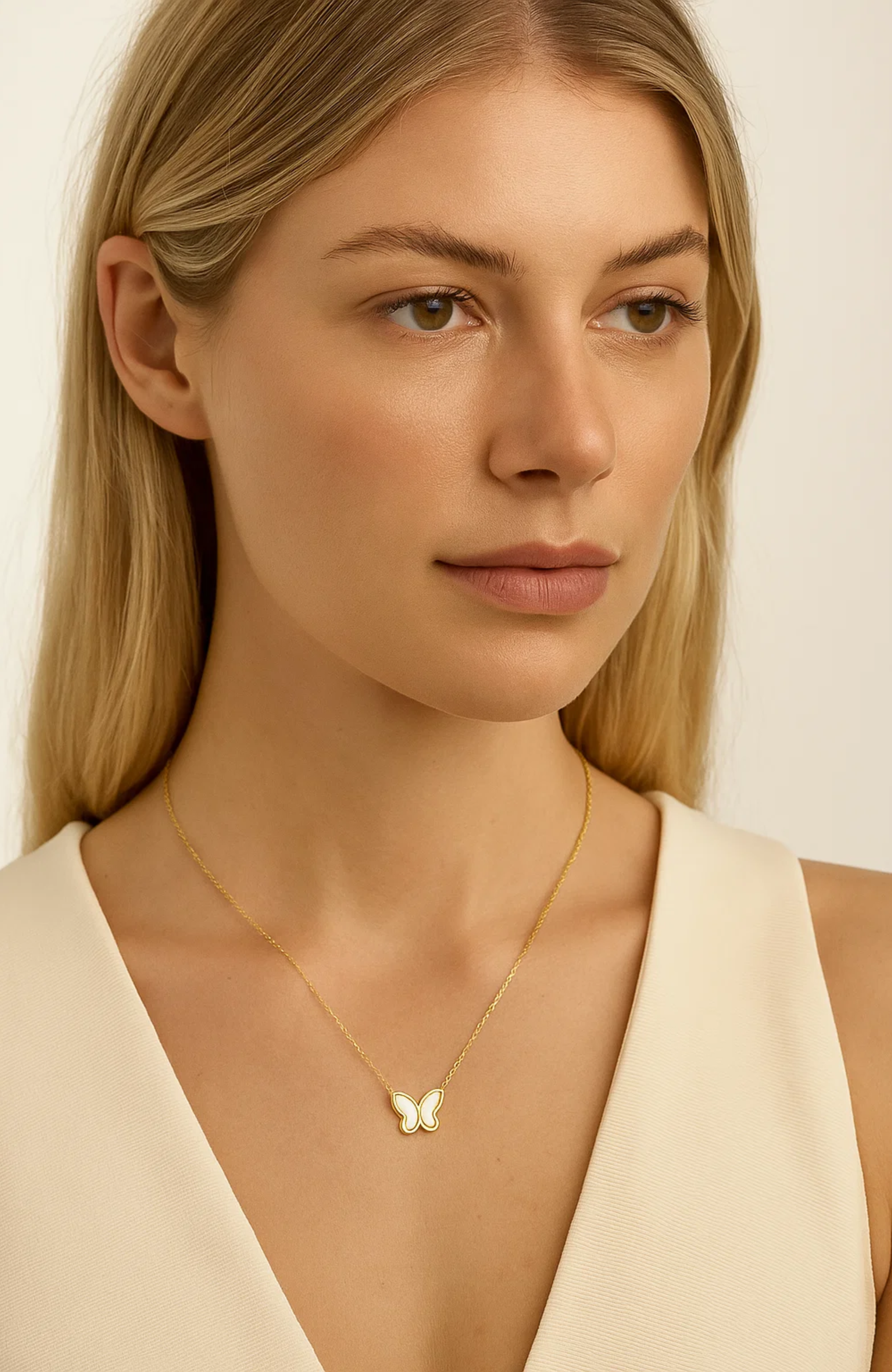 Butterfly Pendant Necklace with Mother of Pearl Inlay - Granted Quality 