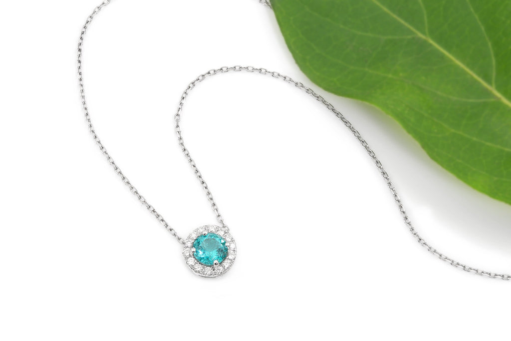 "Endless Love Collection" 14k Gold w/ Diamond Halo Portuguese Cut Pendant 5.5mm - Granted Quality 