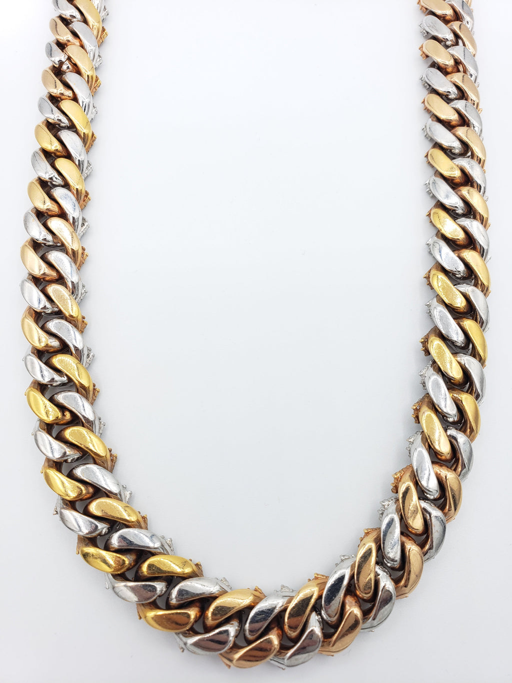 14K Gold- Diamond Miami Cuban Chain Tri-Color (264 Grams)