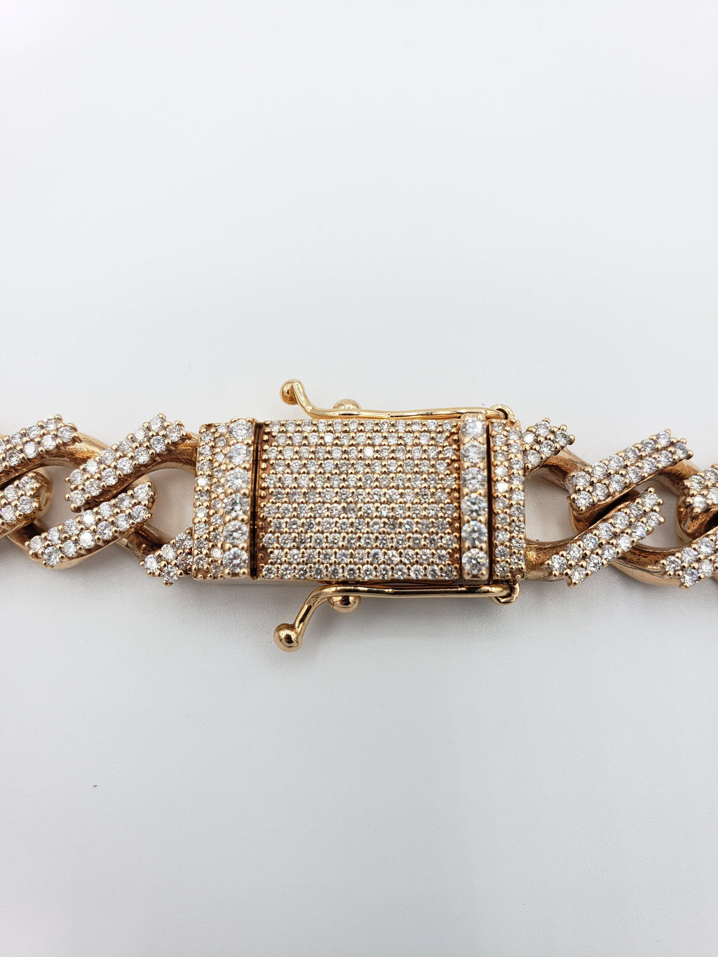 Cadena cubana de oro rosa de Miami con diamantes de 14 quilates (301,1 gramos)