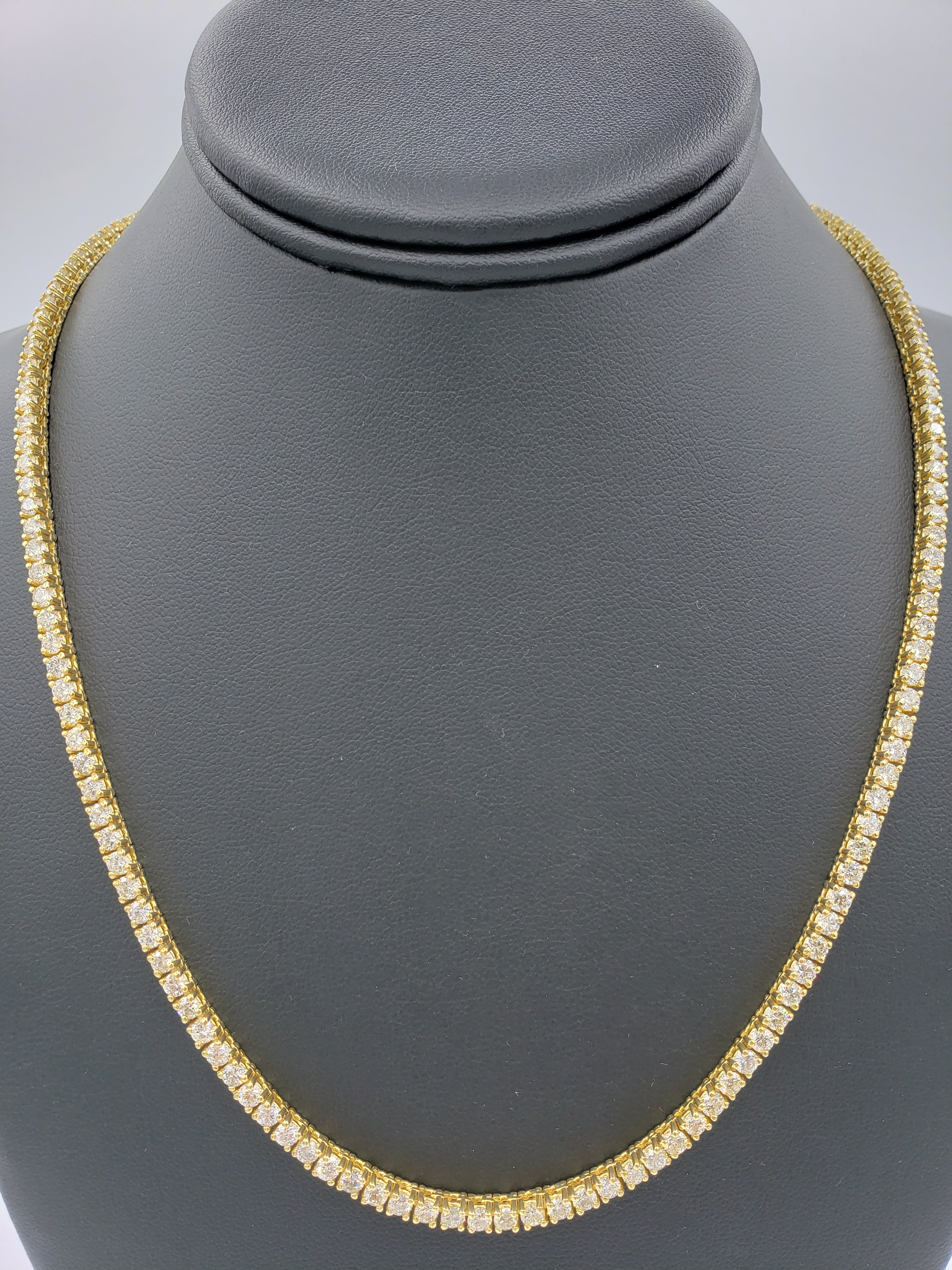 14K Gold- Diamond Tennis Chain 36.7 Grams