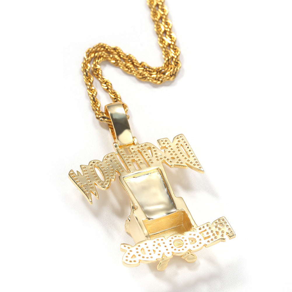 DEATHROW necklace inlaid with zircon and featuring hip-hop lettering - Granted Quality 