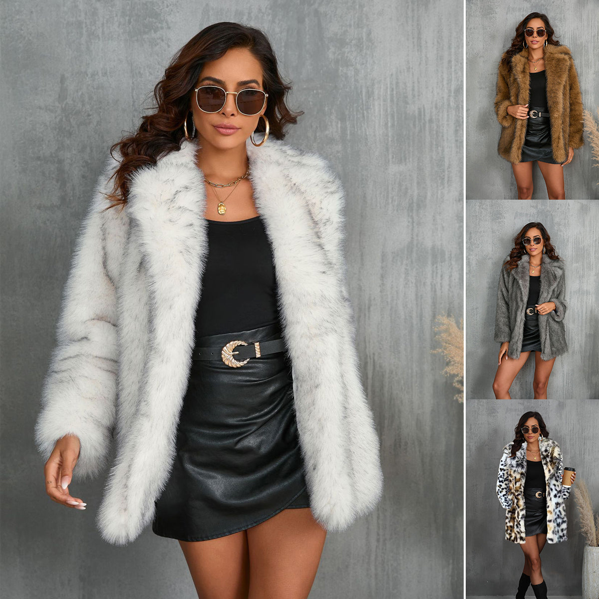Lapel Long Fluffy Faux Fur Coat - Granted Quality 