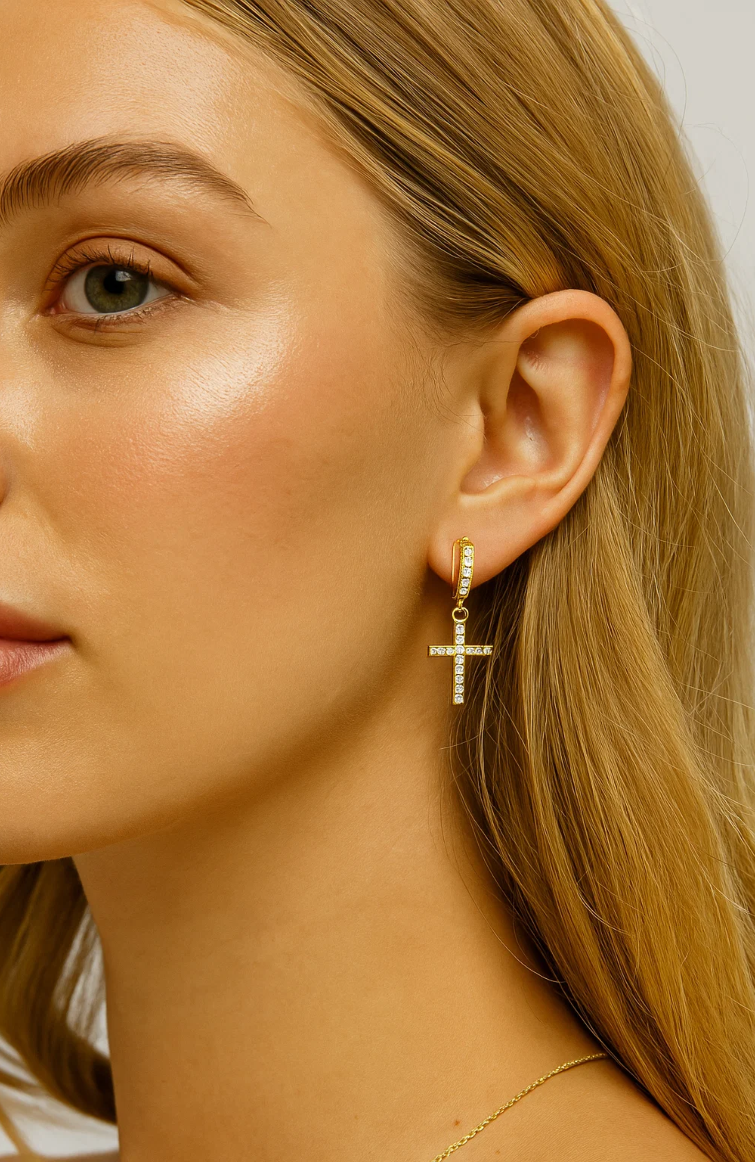 Cross Dangle Earrings with AAAAA Cubic Zirconia - Granted Quality 