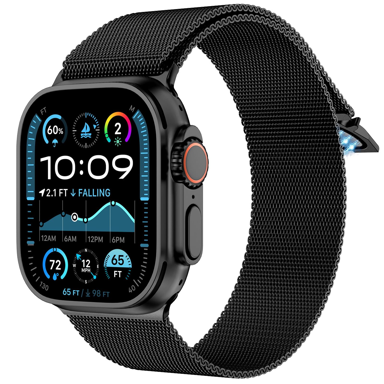 Magnetic Umbrella Buckle Milanese Stainless Steel Strap for Apple Watch