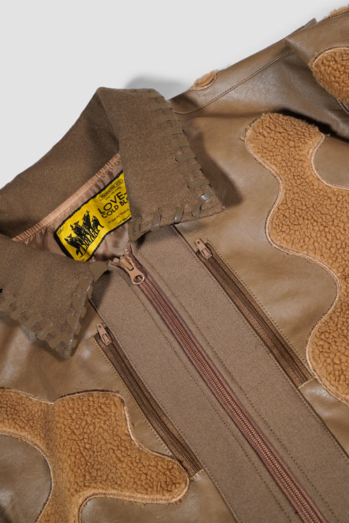 Tarnjacke aus Kunstpelz, veganem Leder