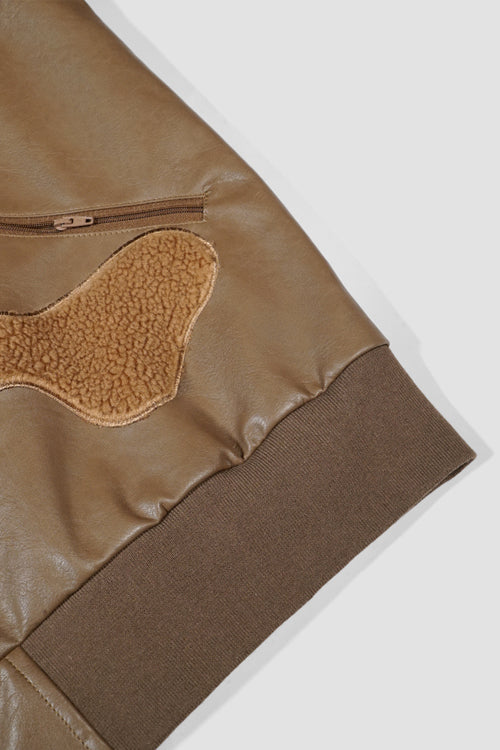 Tarnjacke aus Kunstpelz, veganem Leder