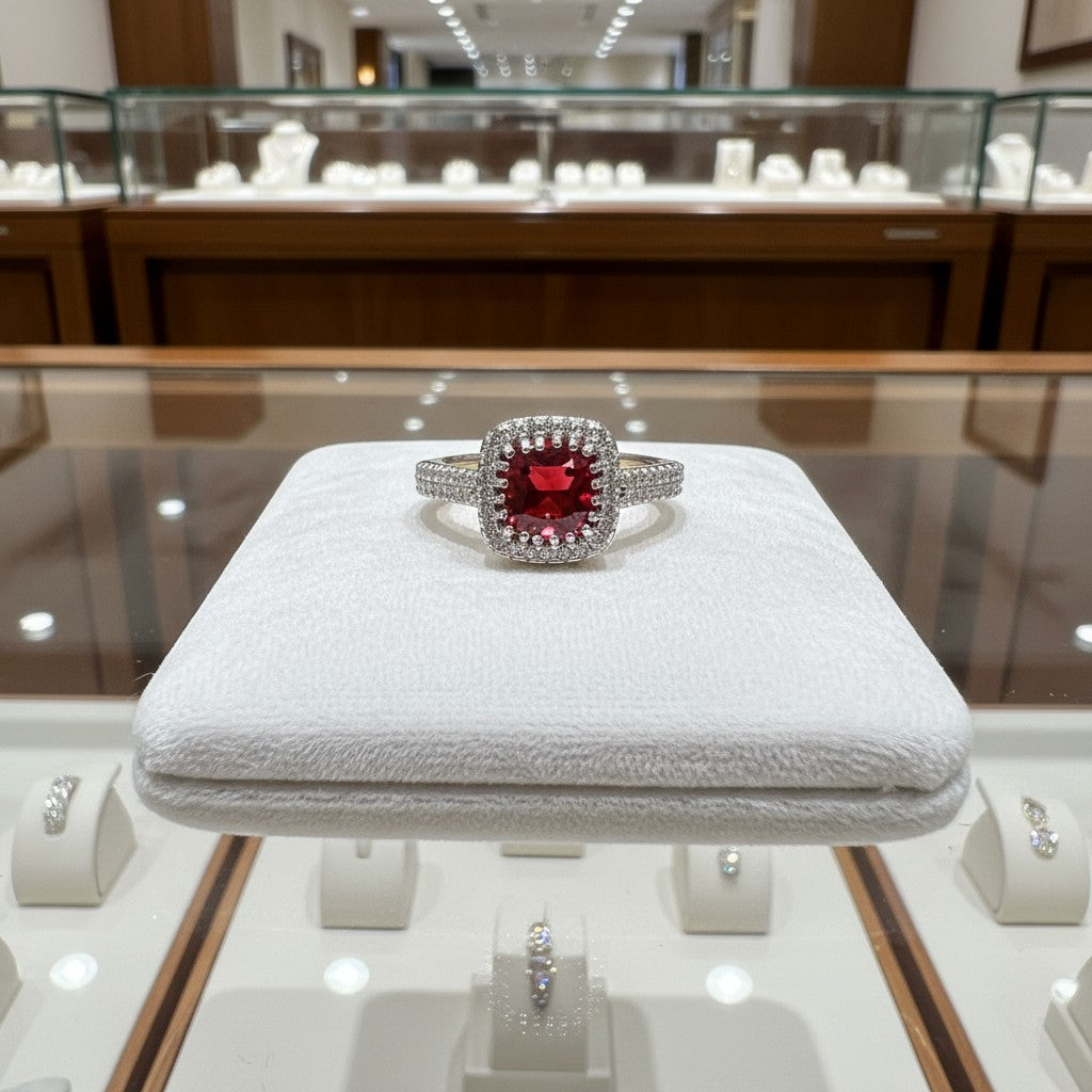 "Comforting Light" Cushion Cut w/ Cubic Zirconia Halo 6.4x6.4mm - Granted Quality 