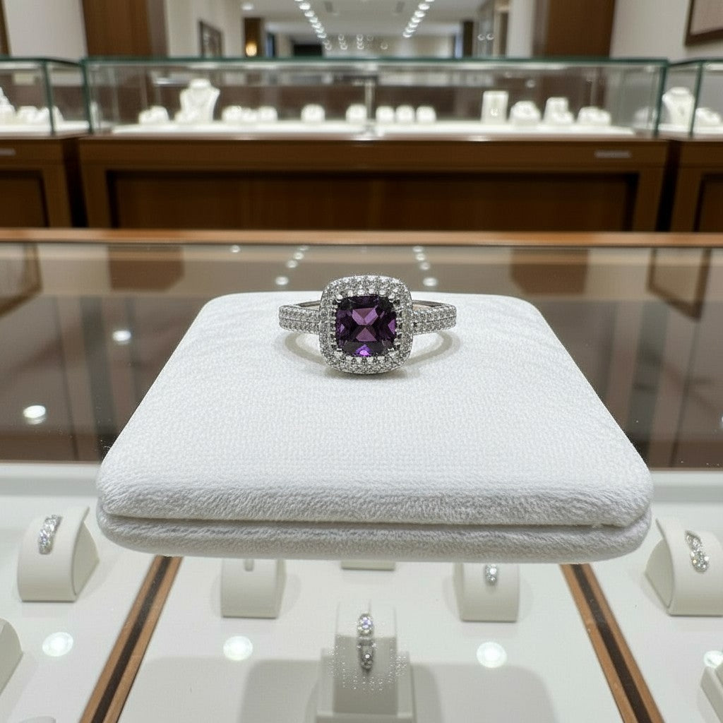 "Comforting Light" Cushion Cut w/ Cubic Zirconia Halo 6.4x6.4mm - Granted Quality 