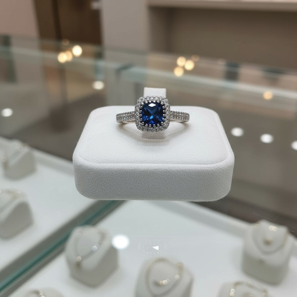 "Comforting Light" Cushion Cut w/ Cubic Zirconia Halo 6.4x6.4mm - Granted Quality 