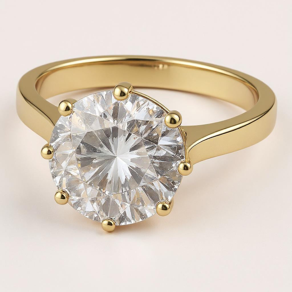 "Circle of Life" Round Portuguese Cut Ring 8MM Stone - Granted Quality 