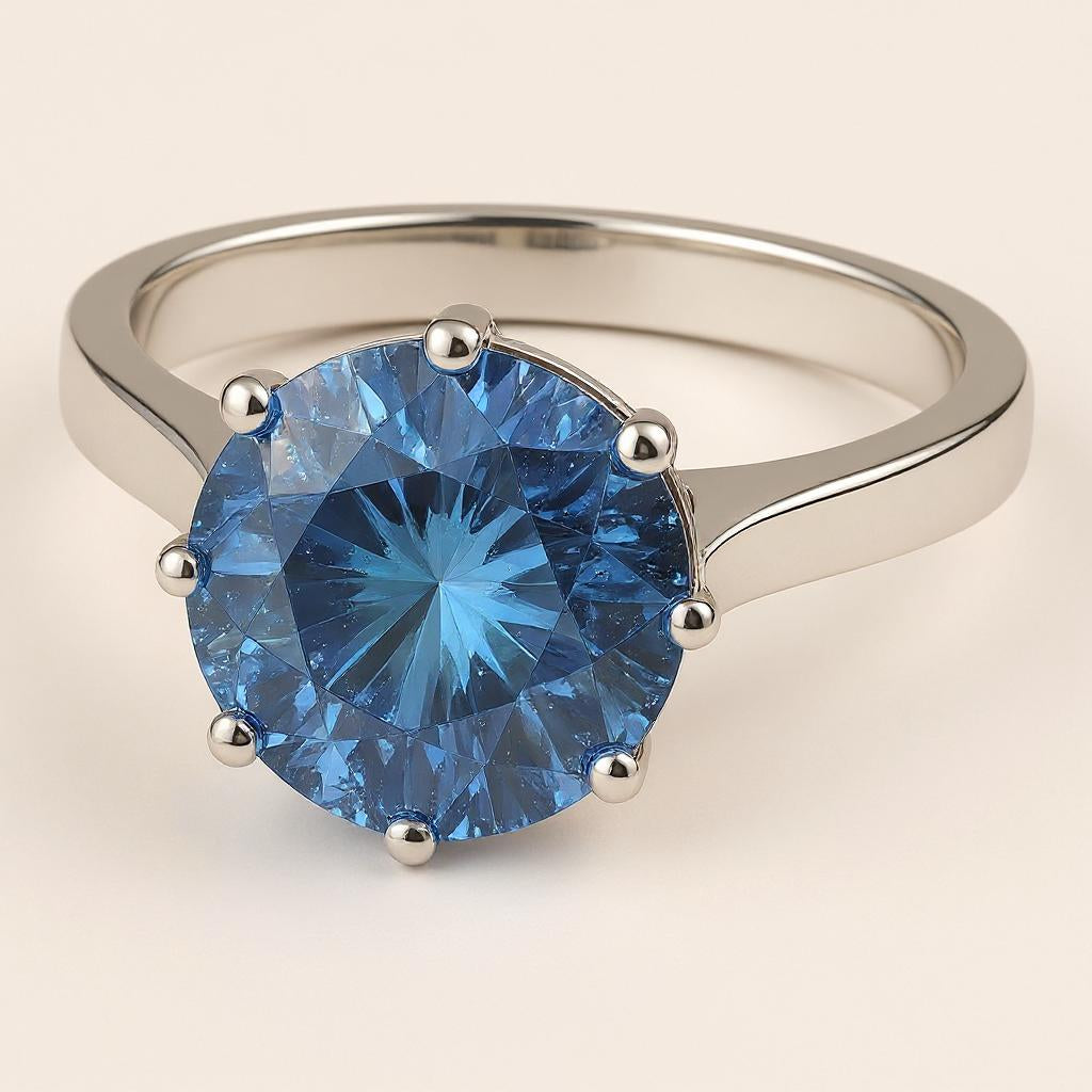 "Circle of Life" Round Portuguese Cut Ring 8MM Stone - Granted Quality 