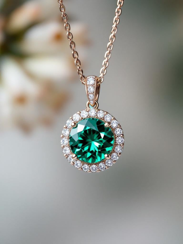 "Circle of Life" Round Portuguese Cut Pendant with Halo 7mm - Granted Quality 