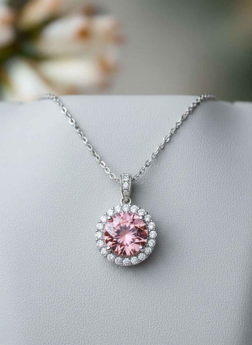 "Circle of Life" Round Portuguese Cut Pendant with Halo 7mm - Granted Quality 