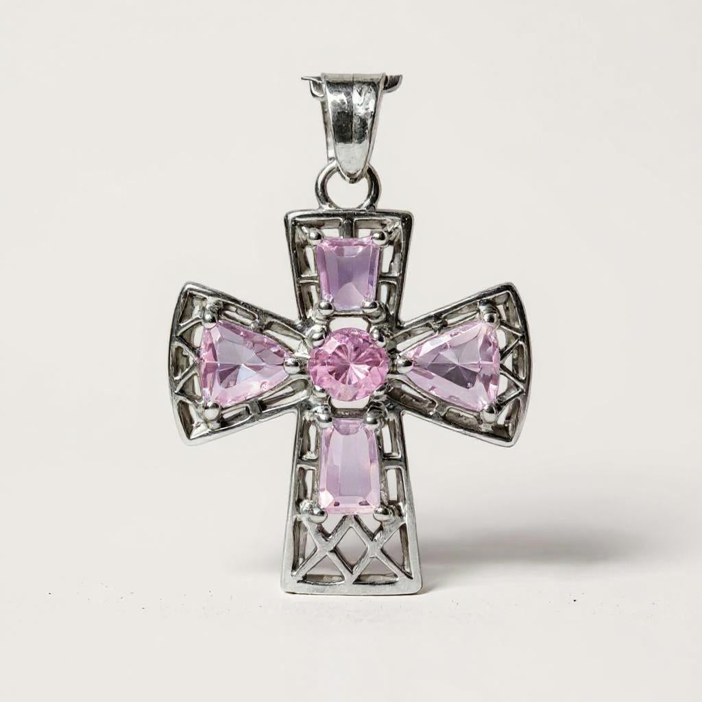 "Tranquility Cross" Pendant 5 stones, Overall size 28x22.3mm - Granted Quality 