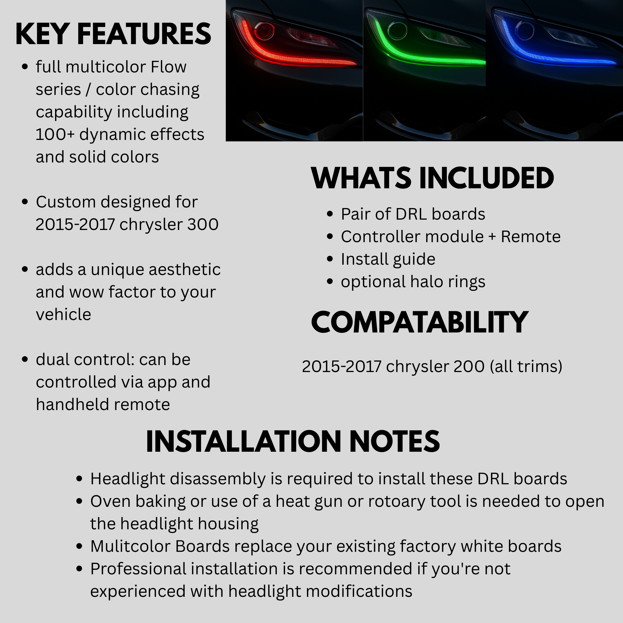 Chrysler 200 Flow Series Tagfahrlichtplatinen (2015-2017)