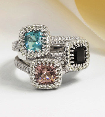 "Comforting Light" Cushion Cut w/ Cubic Zirconia Halo 6.4x6.4mm - Granted Quality 