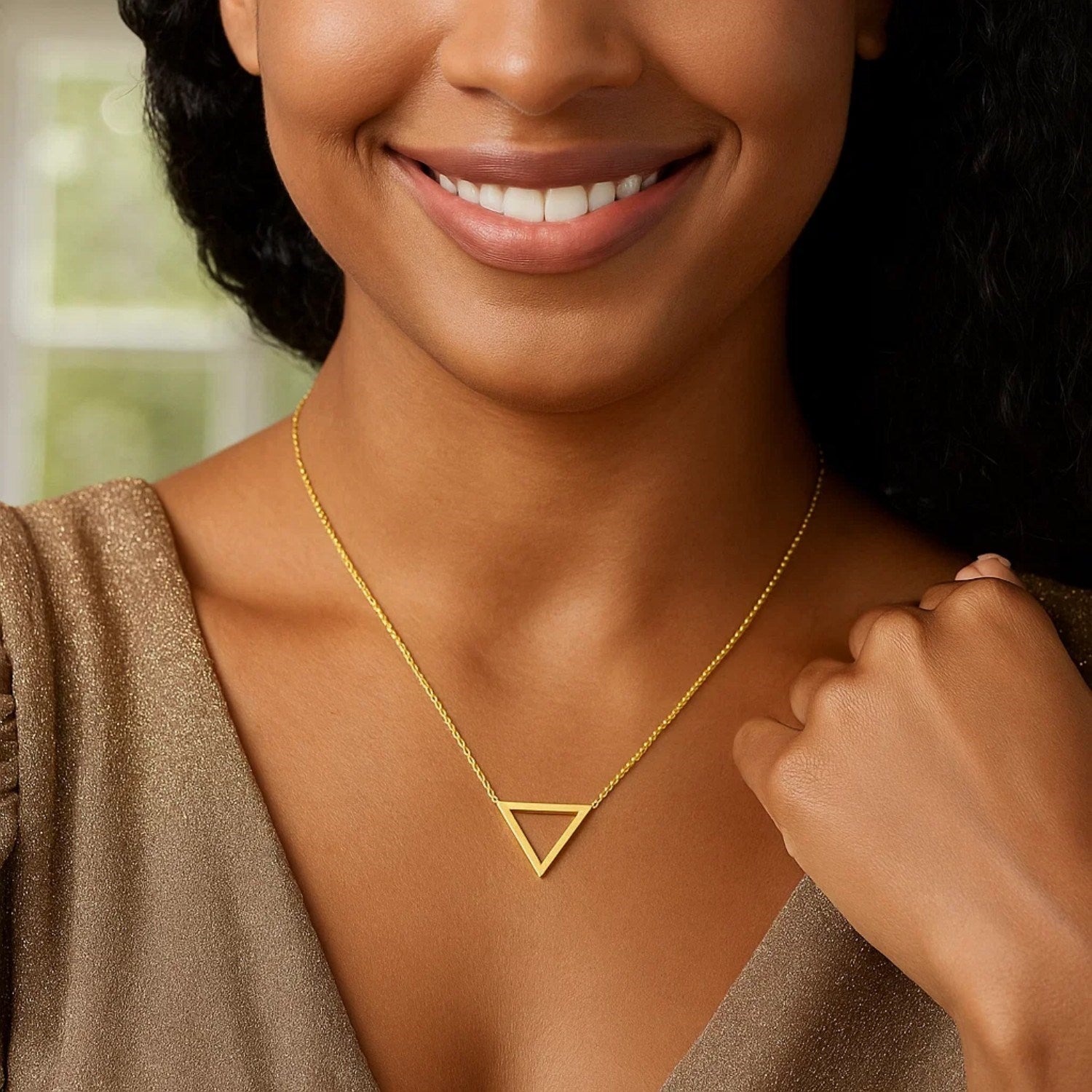 14k Yellow Gold Delta Symbol Chain Necklace