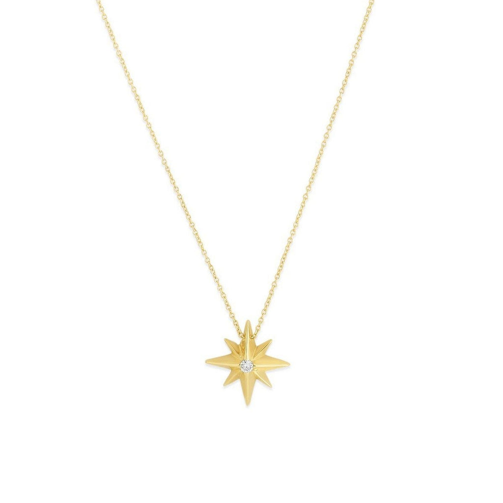 14k Yellow Gold High Polish North Star Necklace