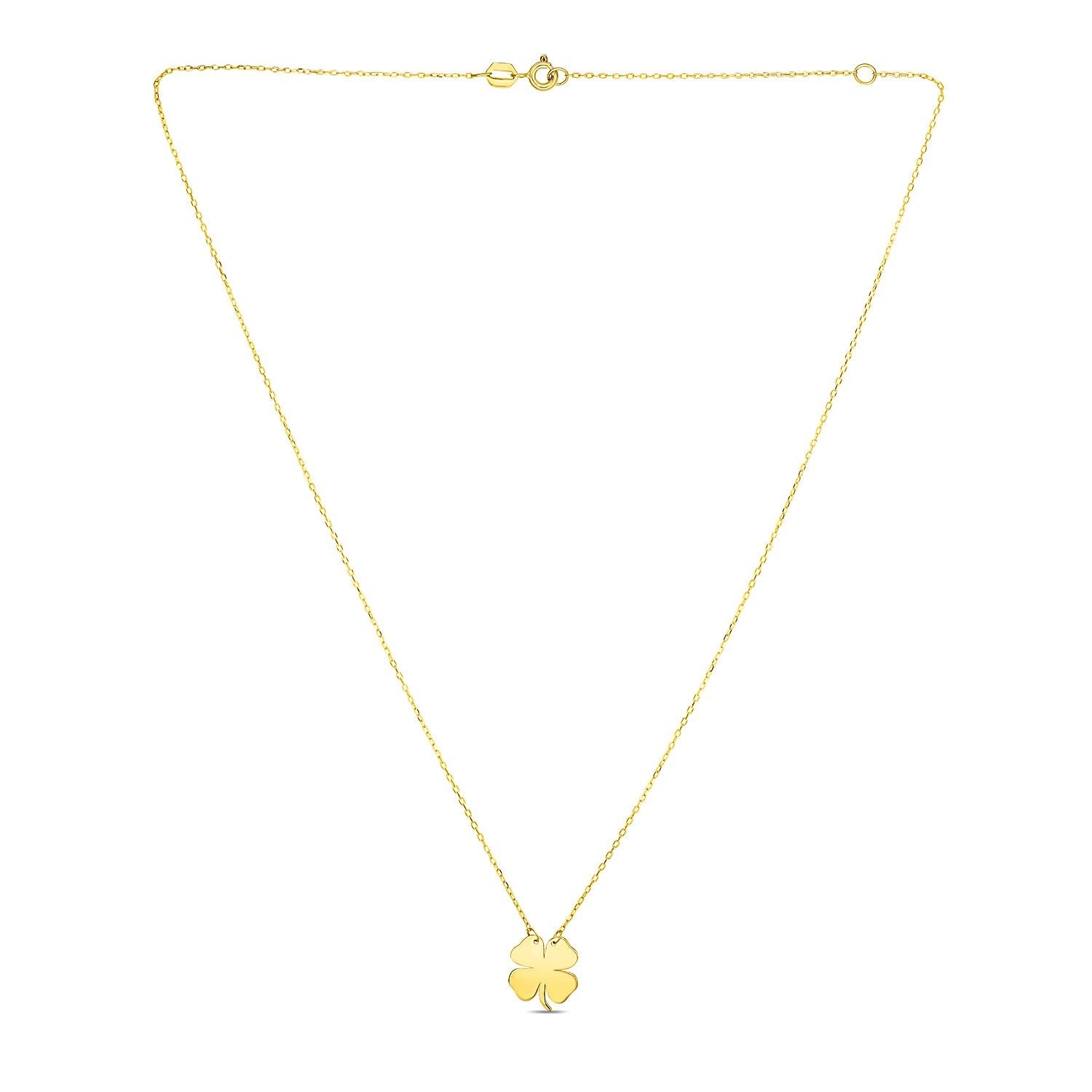 14K Yellow Gold Four Leaf Clover Necklace