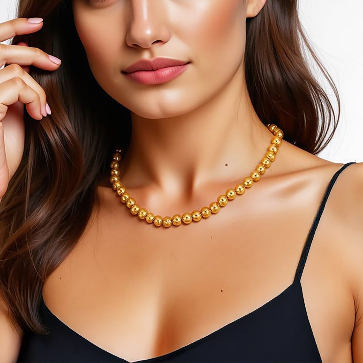 Perlenkette aus 14-karätigem Gelbgold (5 mm)