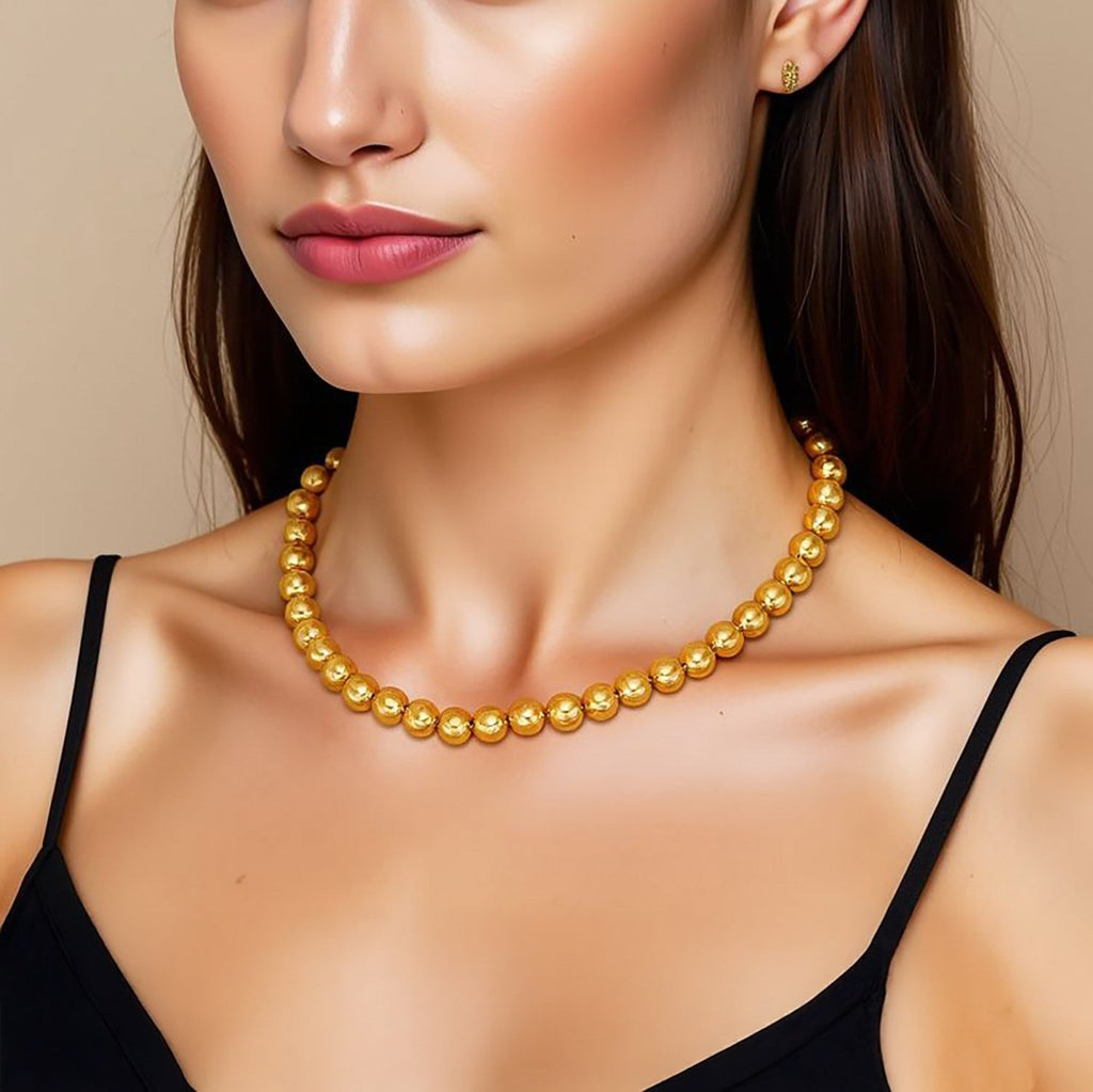 Perlenkette aus 14-karätigem Gelbgold (5 mm)