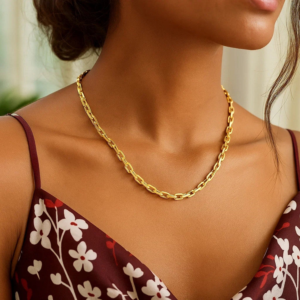 14k Yellow Gold Paperclip Chain Necklace