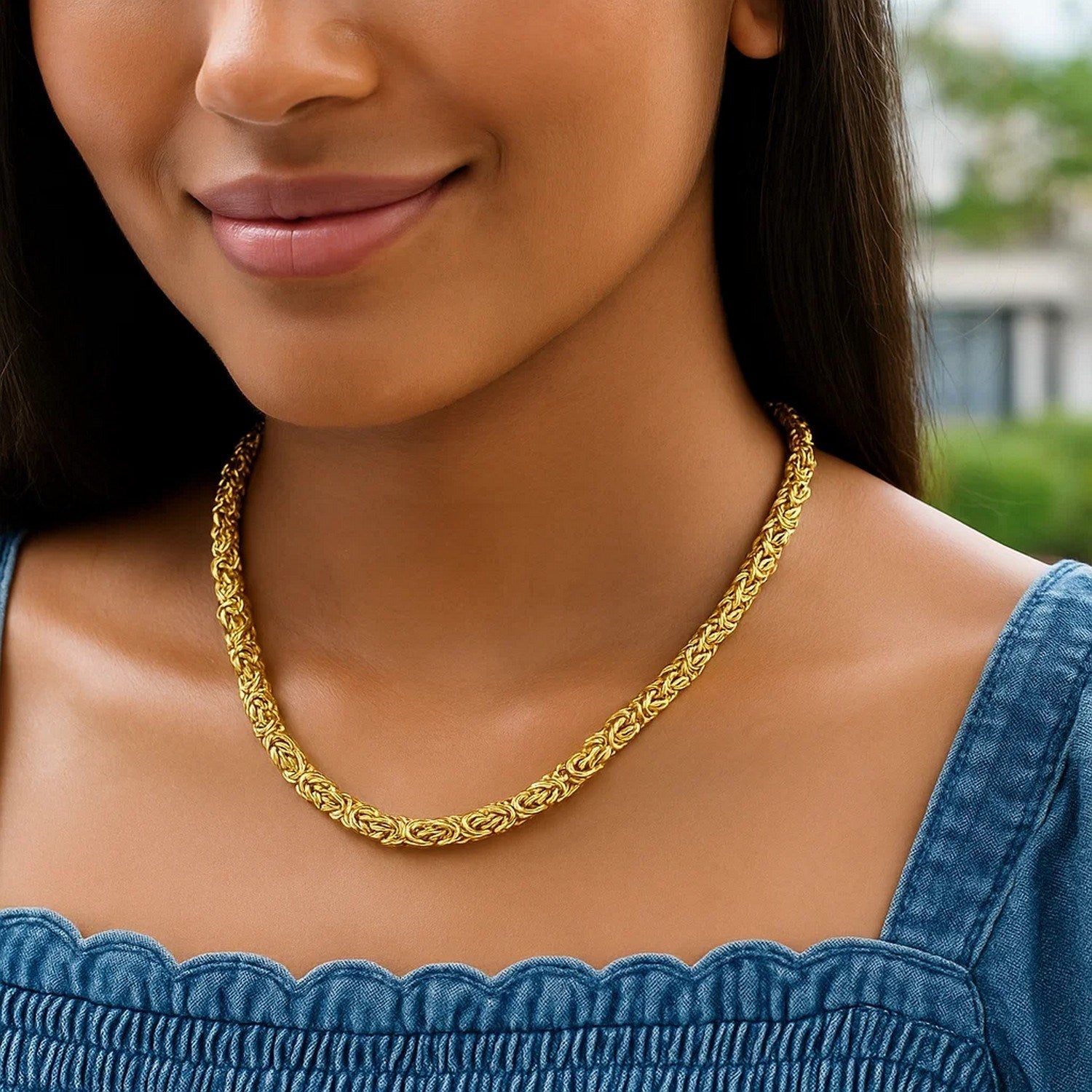 Halskette aus 14-karätigem Gelbgold mit byzantinischem Motiv