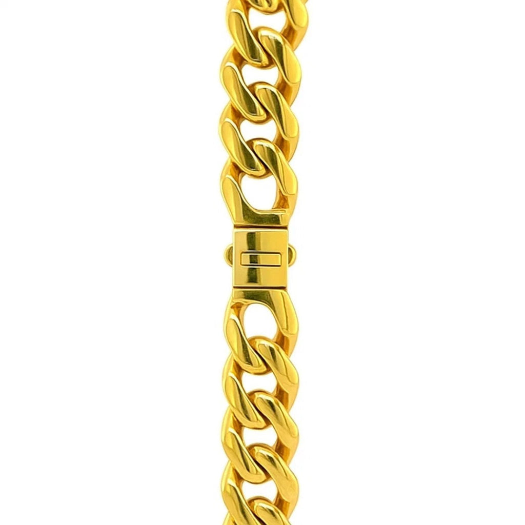14k Yellow Gold Polished Miami Cuban Chain Necklace