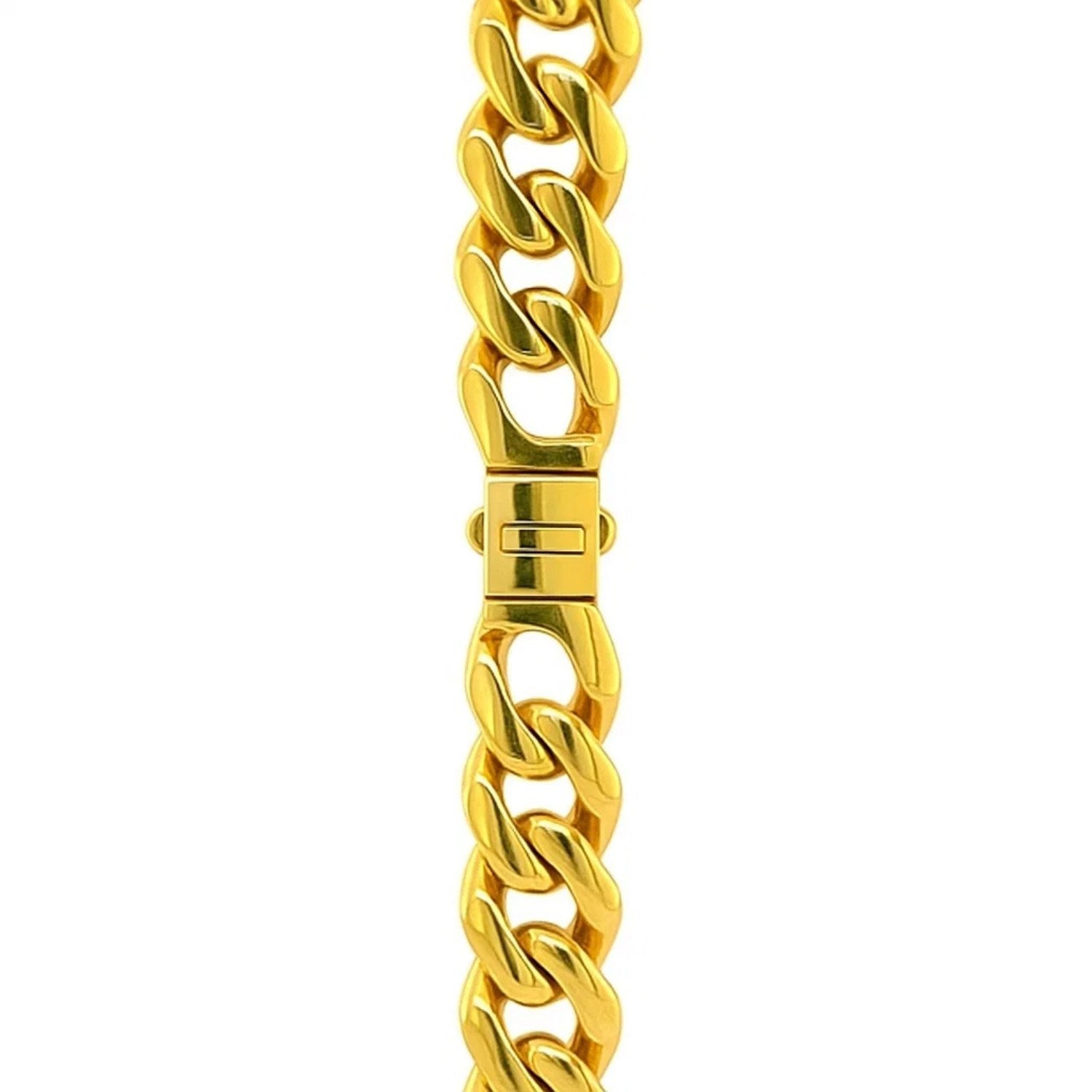 14k Yellow Gold Polished Miami Cuban Chain Necklace