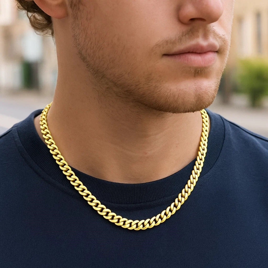 14k Yellow Gold Polished Miami Cuban Chain Necklace