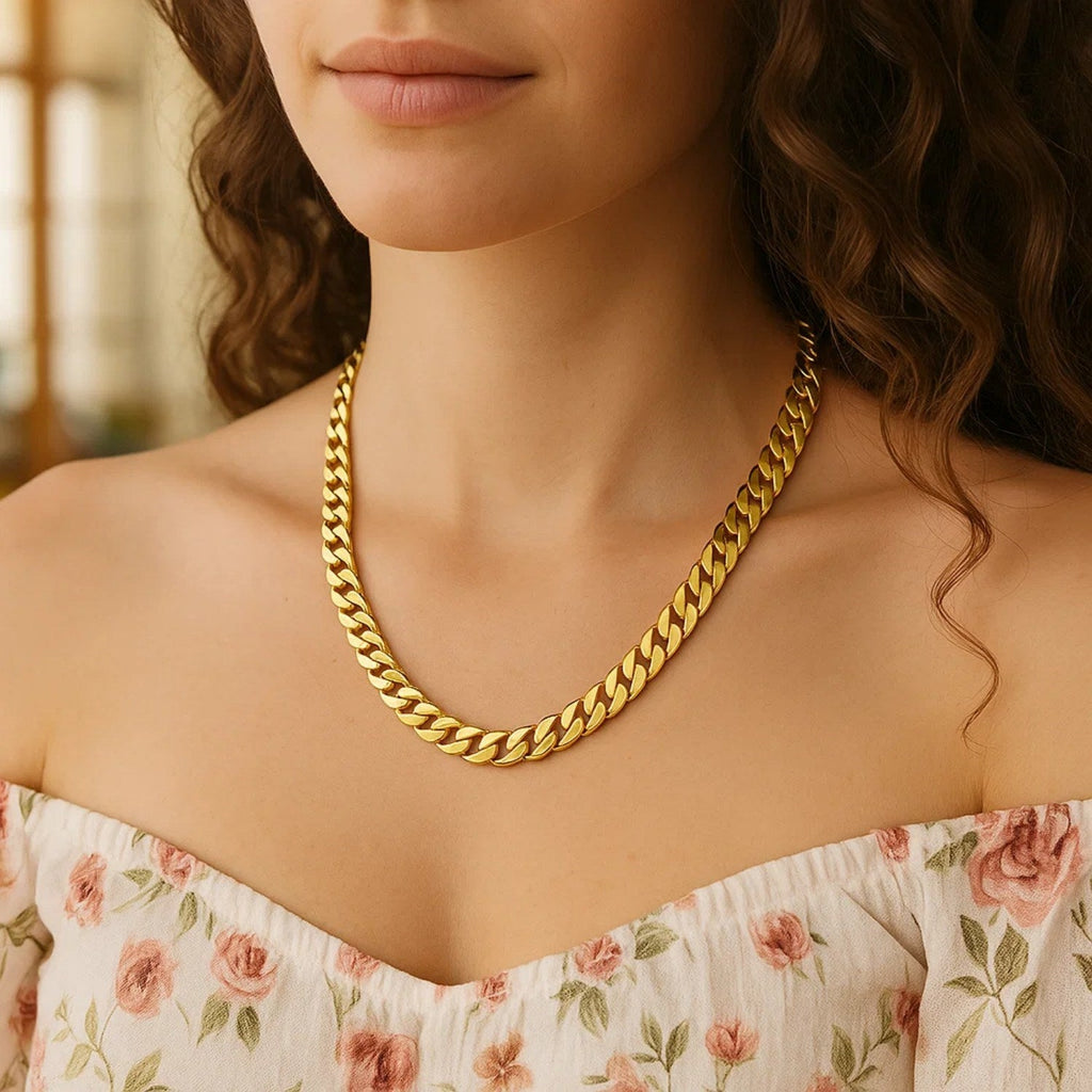 14k Yellow Gold Polished Miami Cuban Chain Necklace