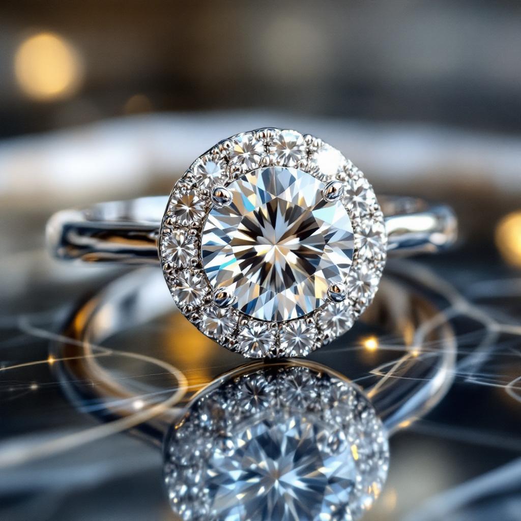 "Endless Love Collection" 14k gold w/ Diamond Halo Portuguese Cut Ring 5.5mm - Granted Quality 