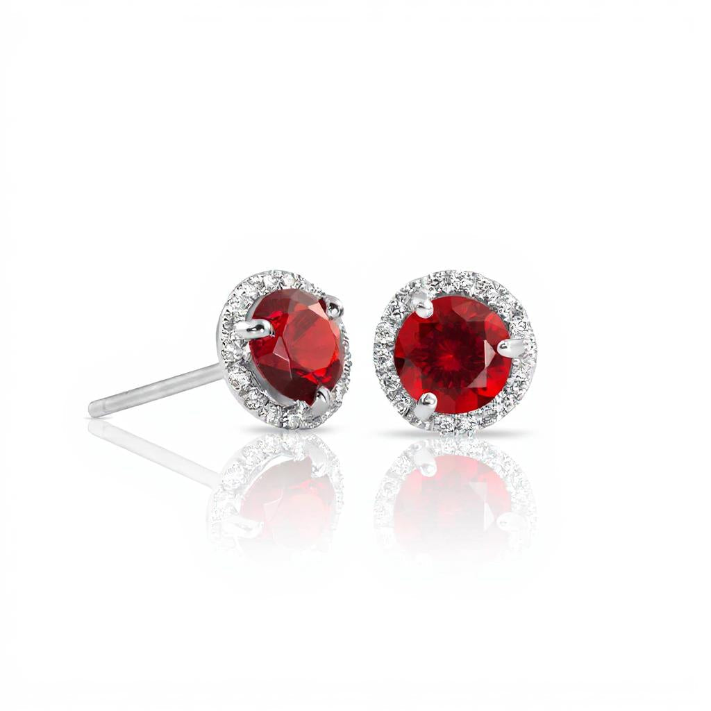 "Endless Love Collection" 14K gold w/ Diamond Halo Earrings Portuguese Cut 5.5mm - Granted Quality 