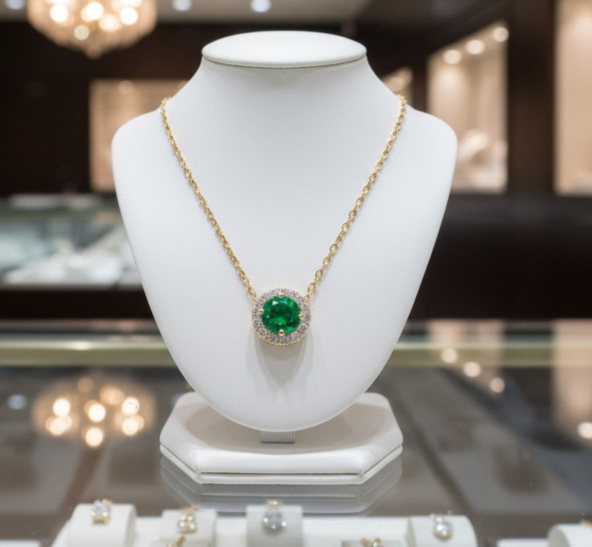 "Endless Love Collection" 14k Gold w/ Diamond Halo Portuguese Cut Pendant 5.5mm - Granted Quality 