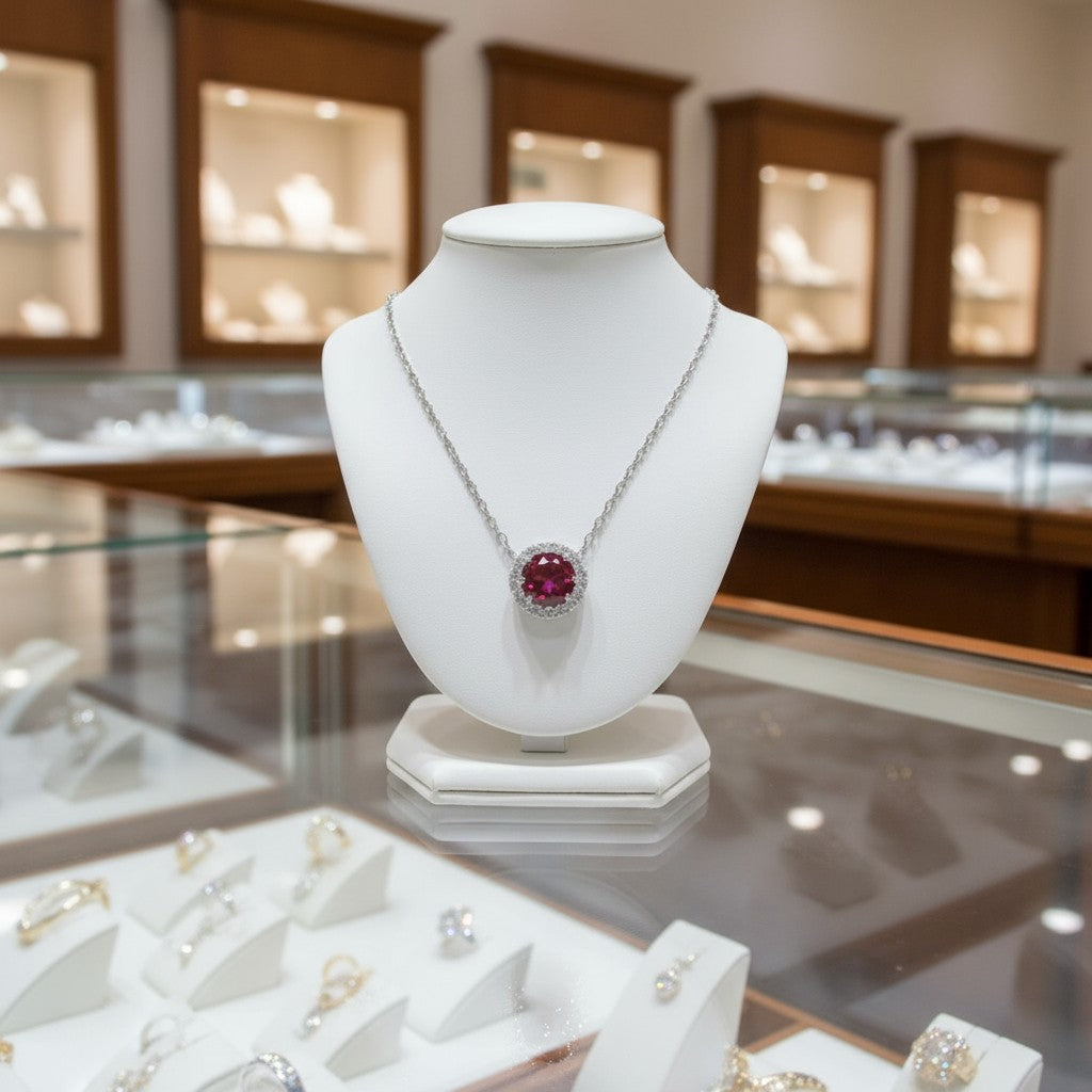 "Endless Love Collection" 14k Gold w/ Diamond Halo Portuguese Cut Pendant 5.5mm - Granted Quality 