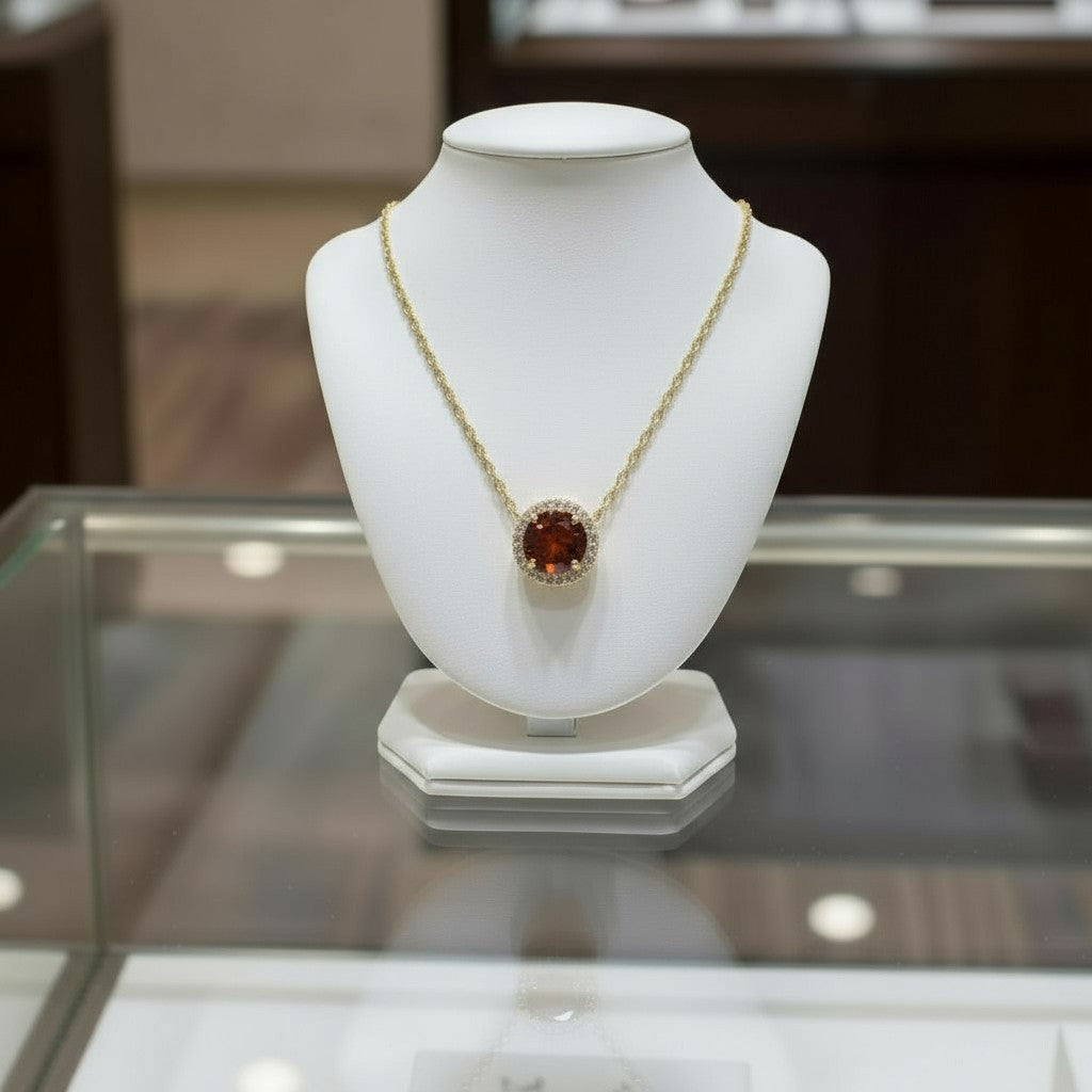 "Endless Love Collection" 14k Gold w/ Diamond Halo Portuguese Cut Pendant 5.5mm - Granted Quality 