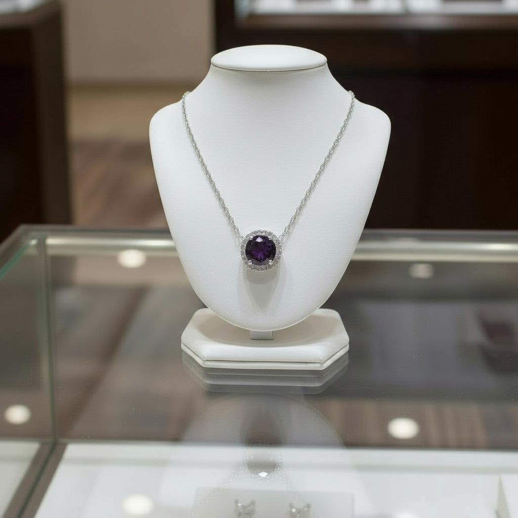 "Endless Love Collection" 14k Gold w/ Diamond Halo Portuguese Cut Pendant 5.5mm - Granted Quality 