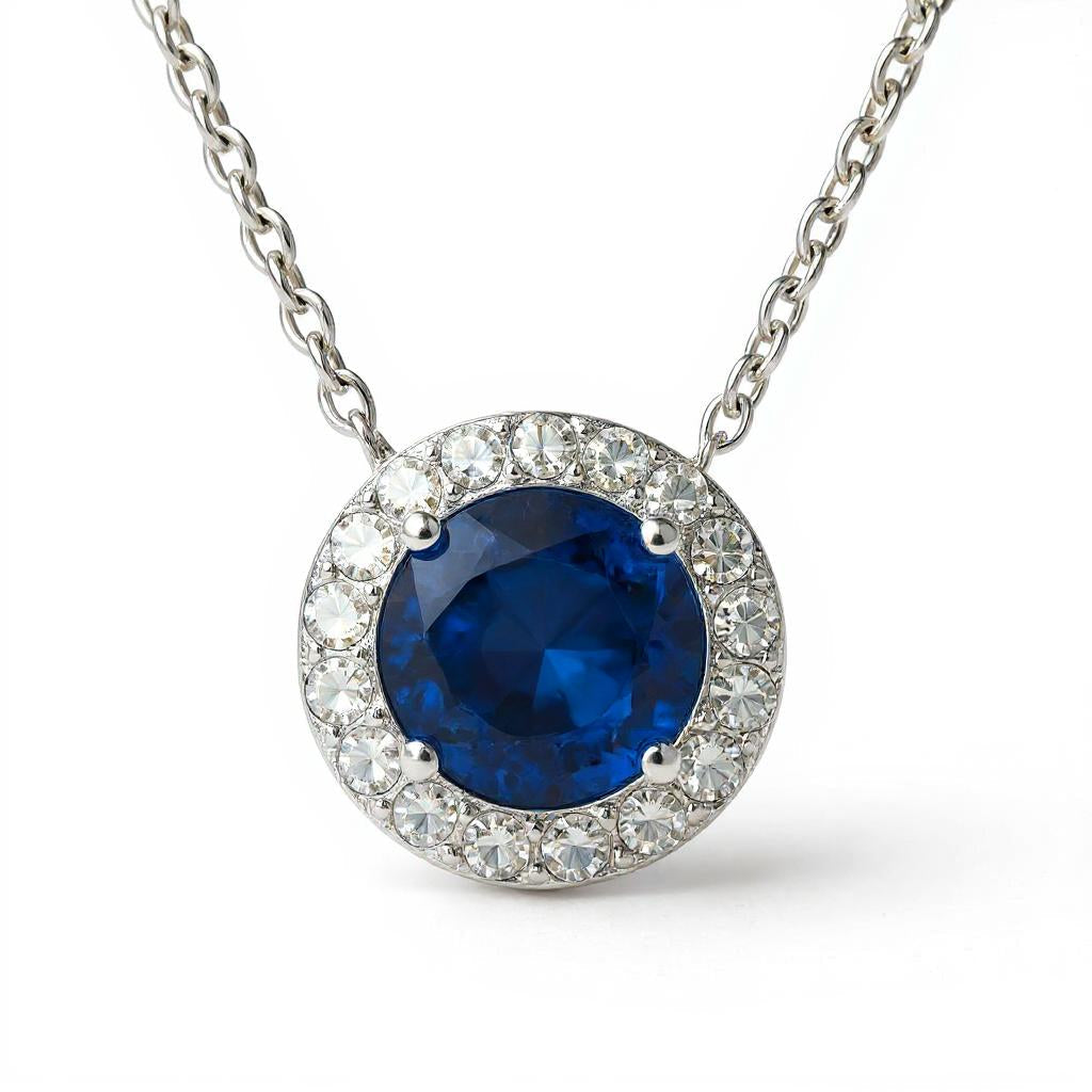 "Endless Love Collection" 14k Gold w/ Diamond Halo Portuguese Cut Pendant 5.5mm - Granted Quality 