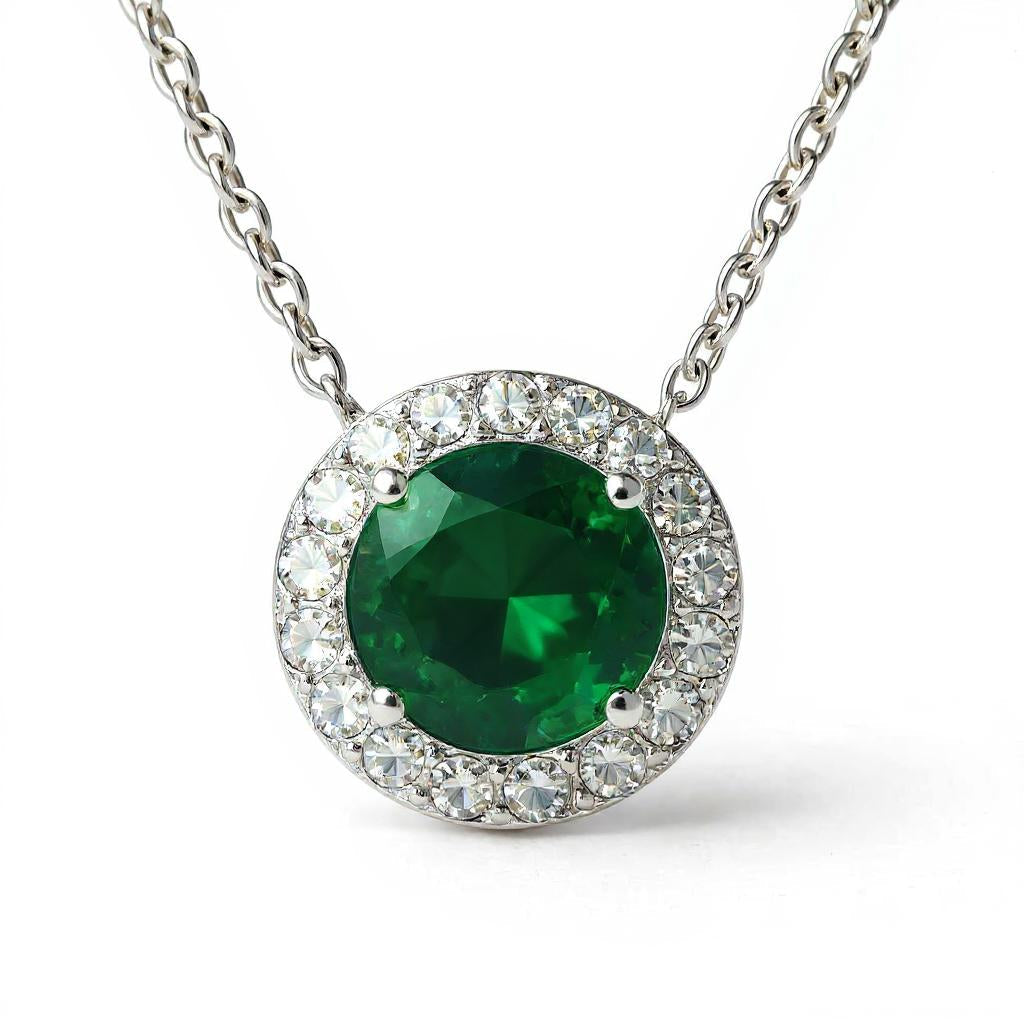 "Endless Love Collection" 14k Gold w/ Diamond Halo Portuguese Cut Pendant 5.5mm - Granted Quality 