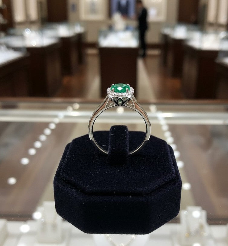 "Endless Love Collection" 14k gold w/ Diamond Halo Portuguese Cut Ring 5.5mm - Granted Quality 