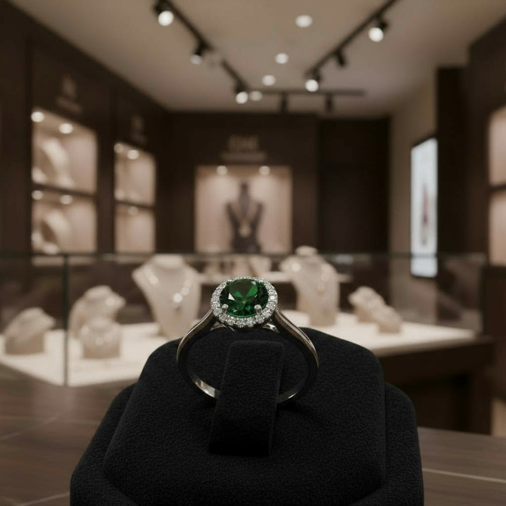 "Endless Love Collection" 14k gold w/ Diamond Halo Portuguese Cut Ring 5.5mm - Granted Quality 