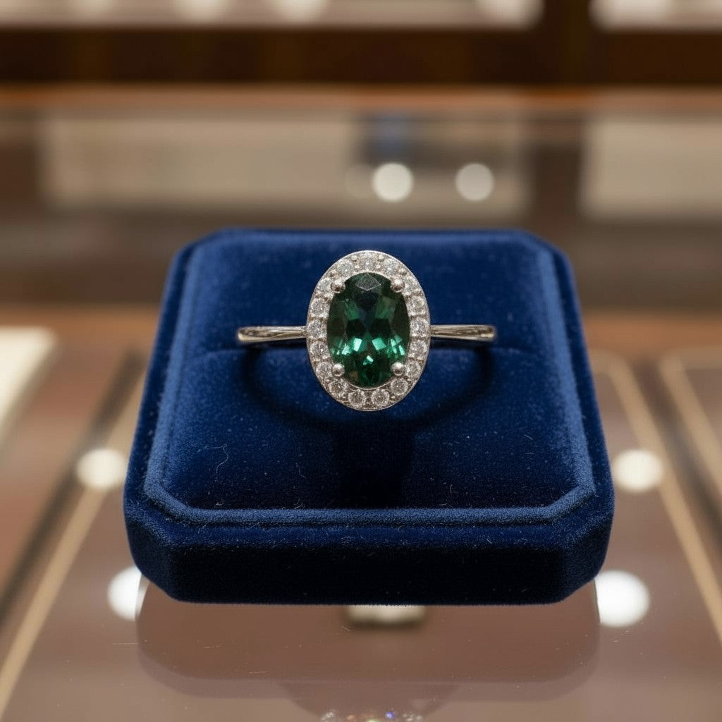 "Eternity" Oval Ring with Halo 7x5mm - Granted Quality 