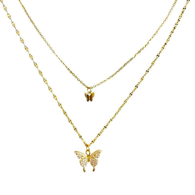 Fluttering Elegance Butterfly Two Layer Necklace - Granted Quality 