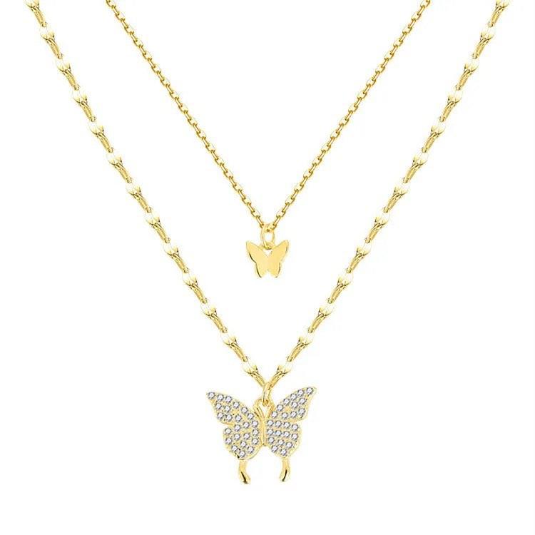 Fluttering Elegance Butterfly Two Layer Necklace - Granted Quality 