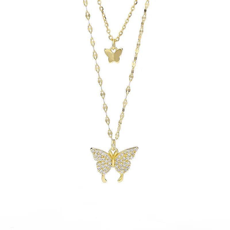 Fluttering Elegance Butterfly Two Layer Necklace - Granted Quality 